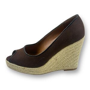 Ellemenno Women's 6.5 Espadrille Open Toe Wedge Heels Brown Tan Beachy Coastal